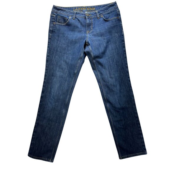 Lands End Womens Straight Jeans Size 4 Blue Denim Medium Wash Low Rise Y2K - Picture 1 of 13